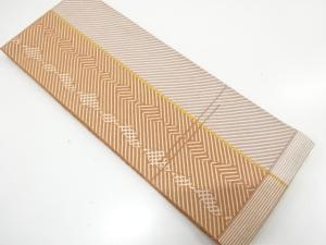 アンティーク　斜め縞に抽象模様織り出しリバーシブル半幅帯（着用可）